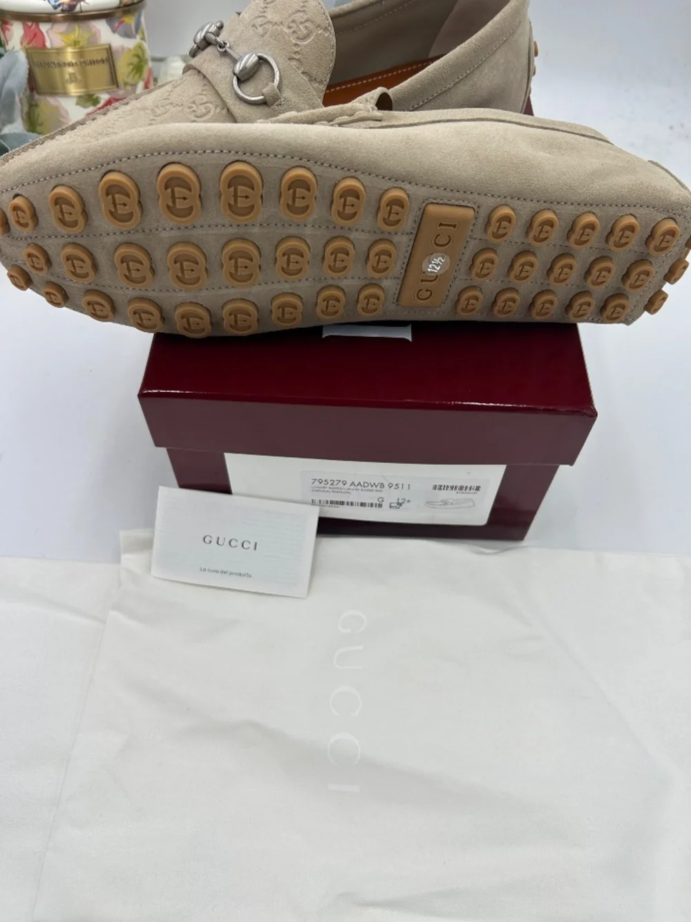 Men’s Gucci Byorn GG Suede Driver Loafers. Size 12.5 fits 13. Made in Italy.